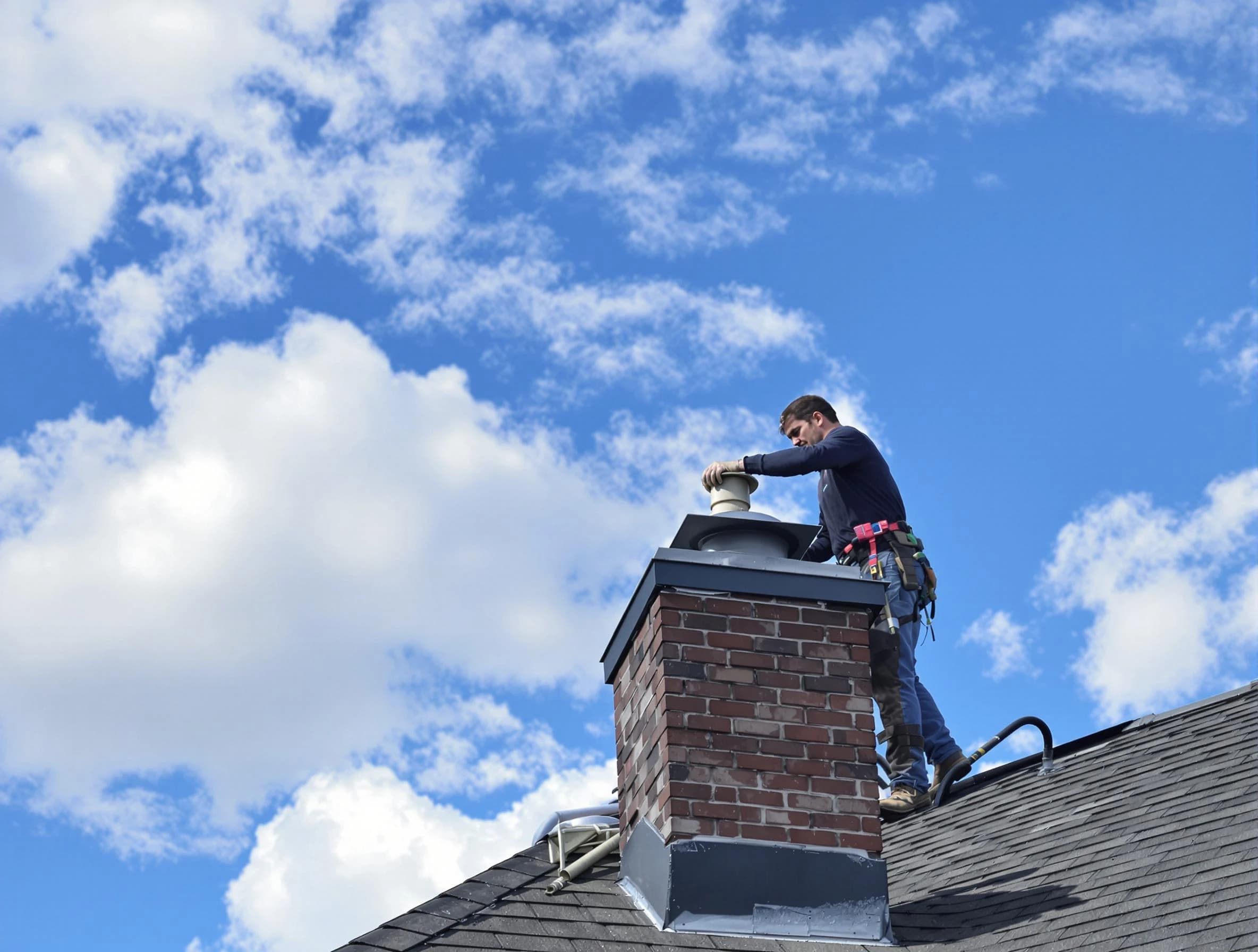 Snellville Chimney Sweep installing a sturdy chimney cap in Snellville, GA
