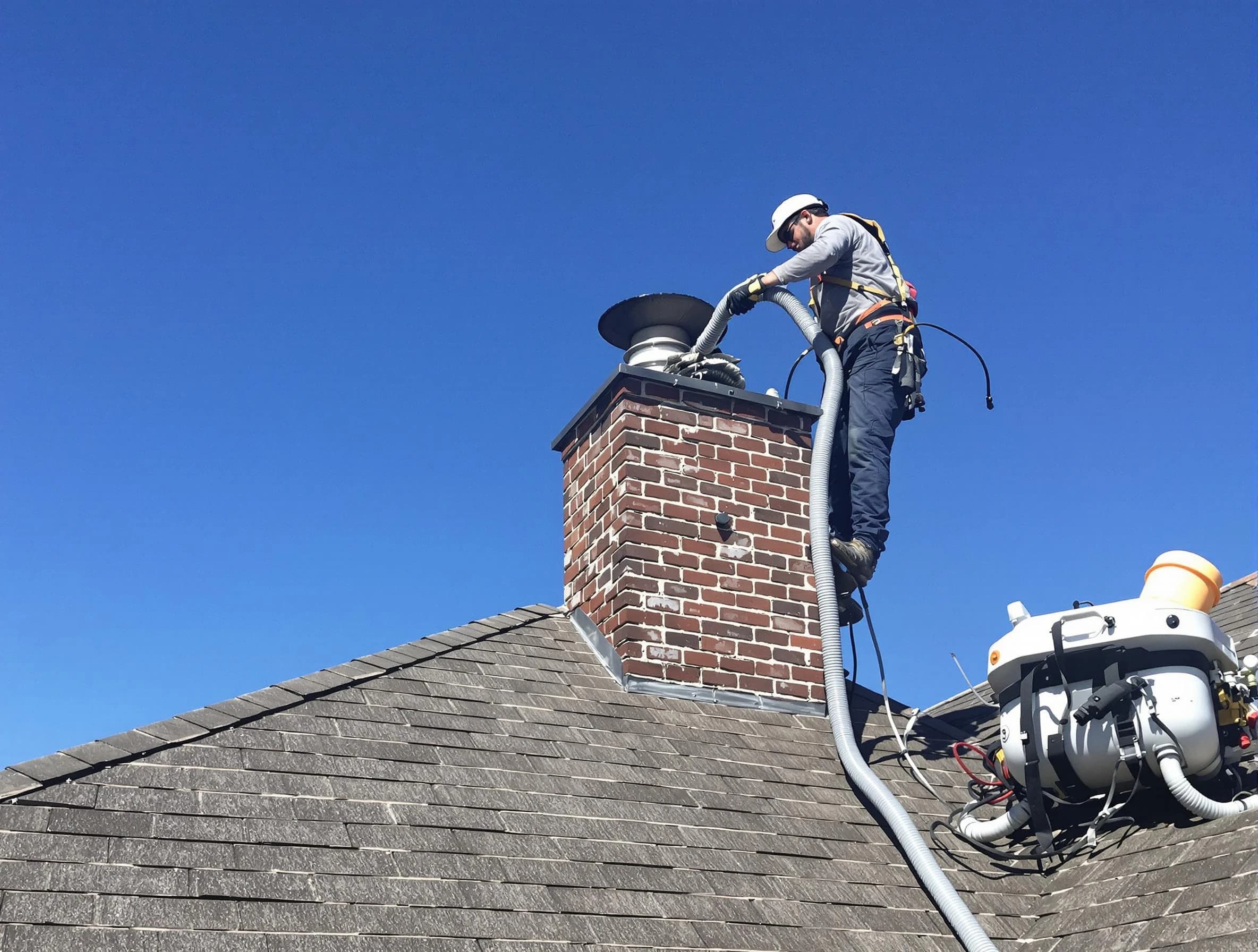 Dedicated Snellville Chimney Sweep team member cleaning a chimney in Snellville, GA