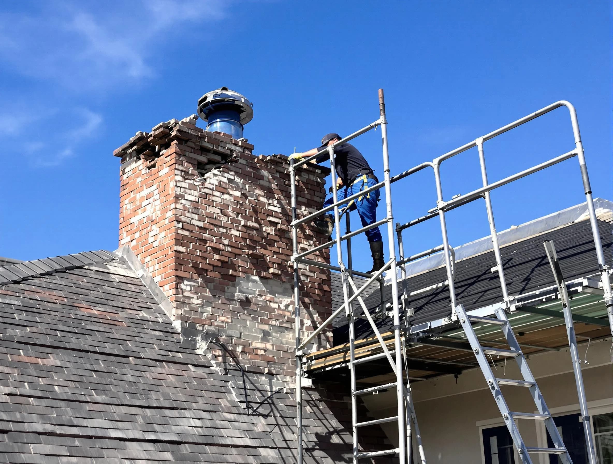 Rebuilding a chimney structure by Snellville Chimney Sweep in Snellville, GA