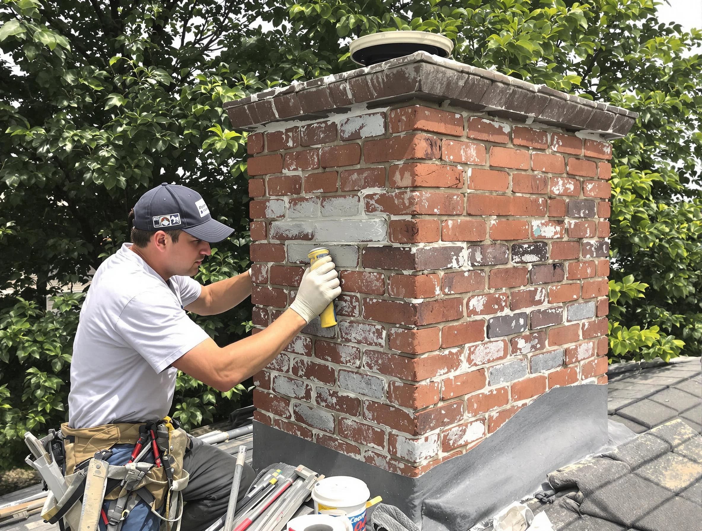 Snellville Chimney Sweep restoring an aging chimney in Snellville, GA