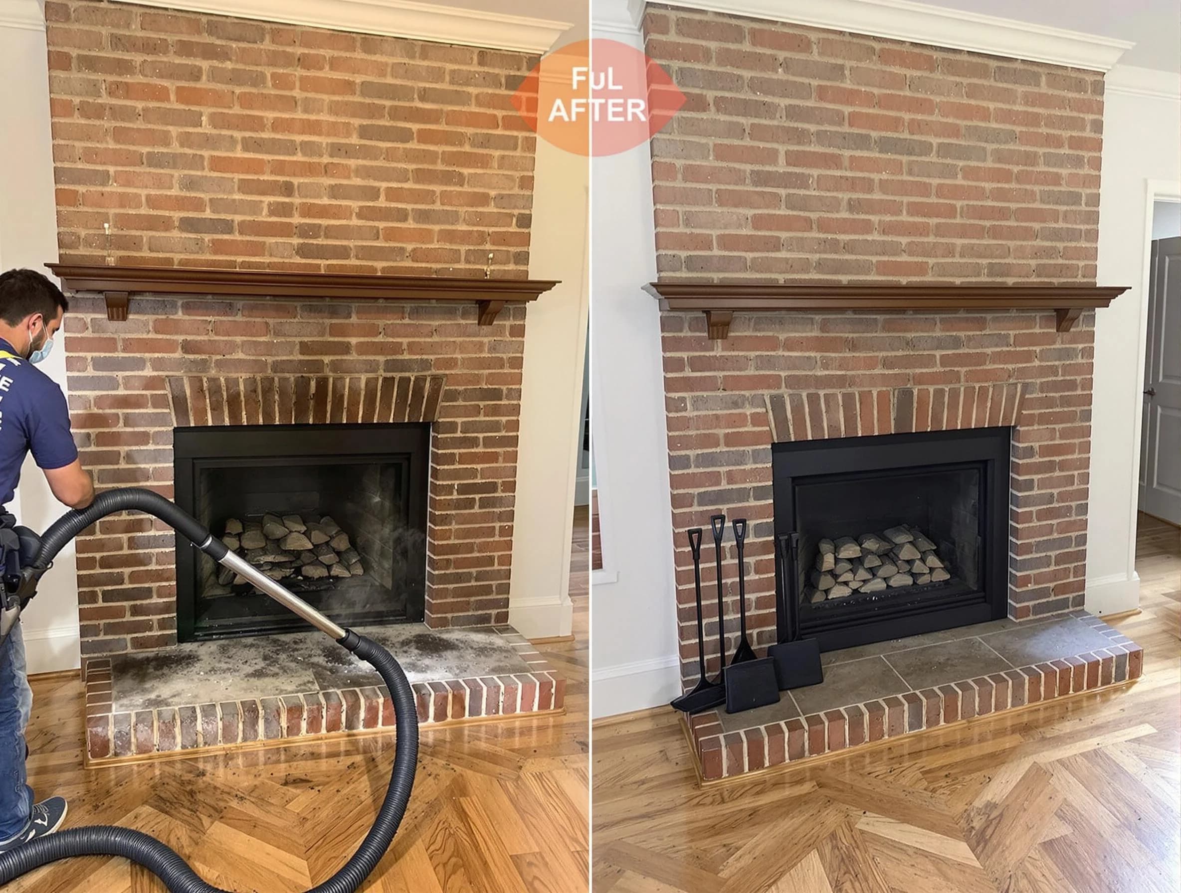 Snellville Chimney Sweep carefully sanitizing a fireplace in Snellville, GA