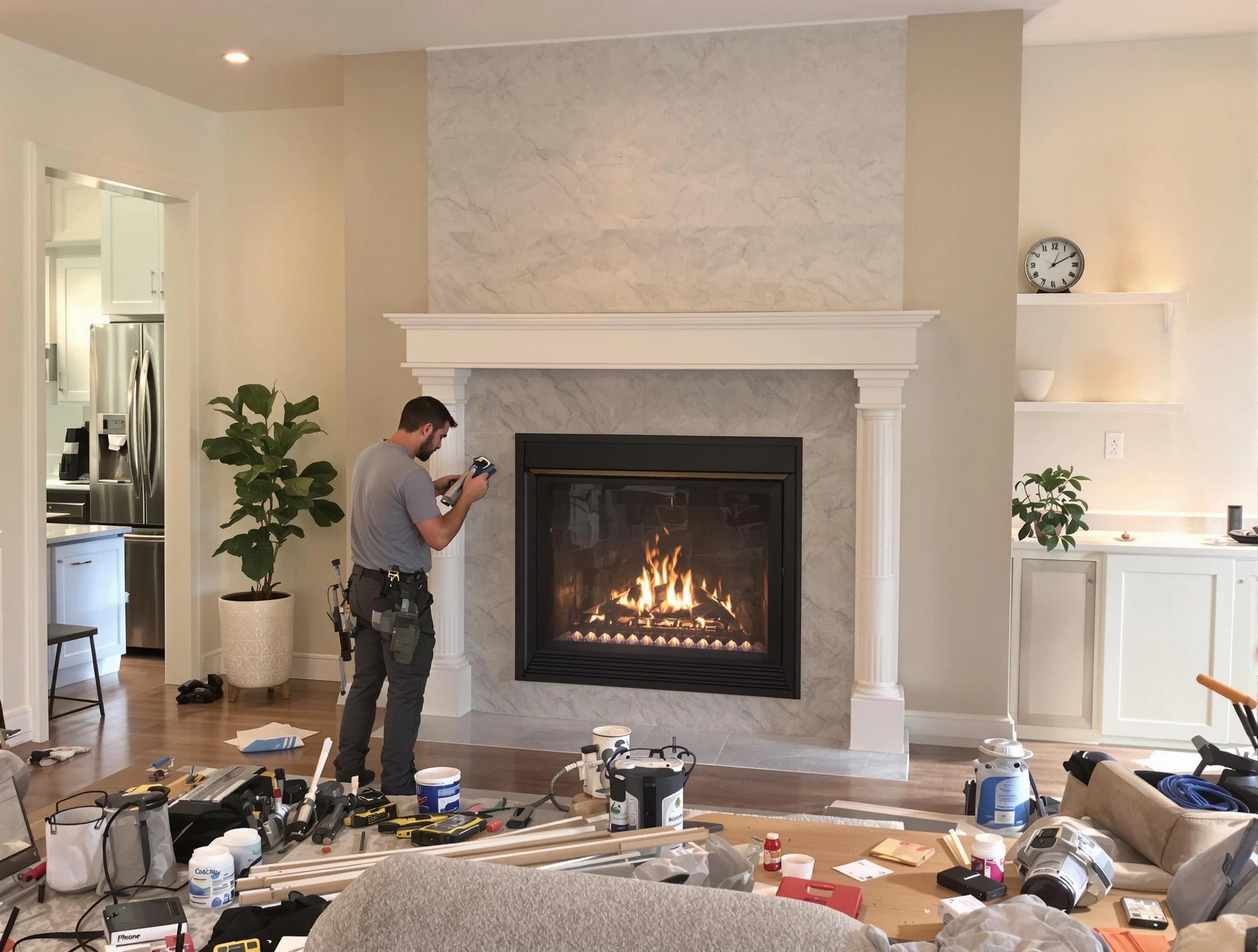 Newly installed fireplace by Snellville Chimney Sweep in Snellville, GA
