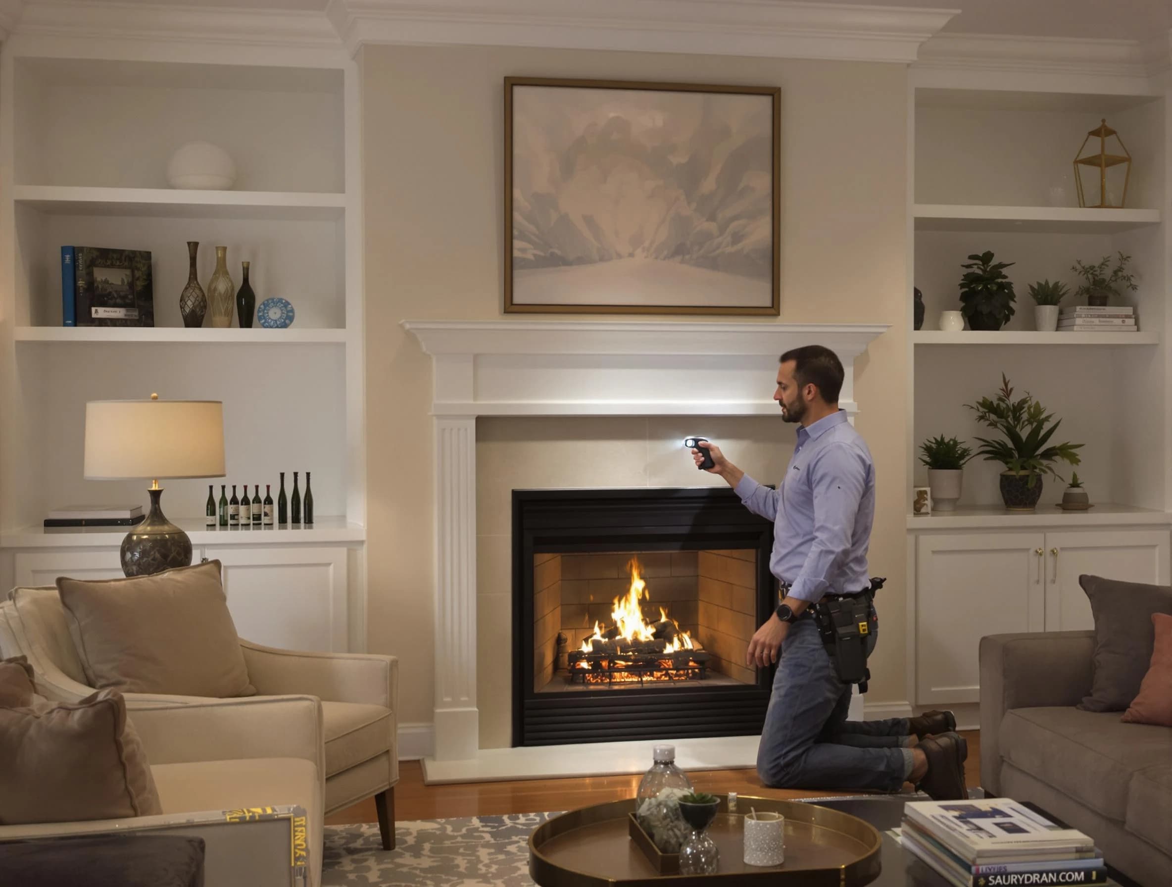 Snellville Chimney Sweep conducting a fireplace safety inspection in Snellville, GA