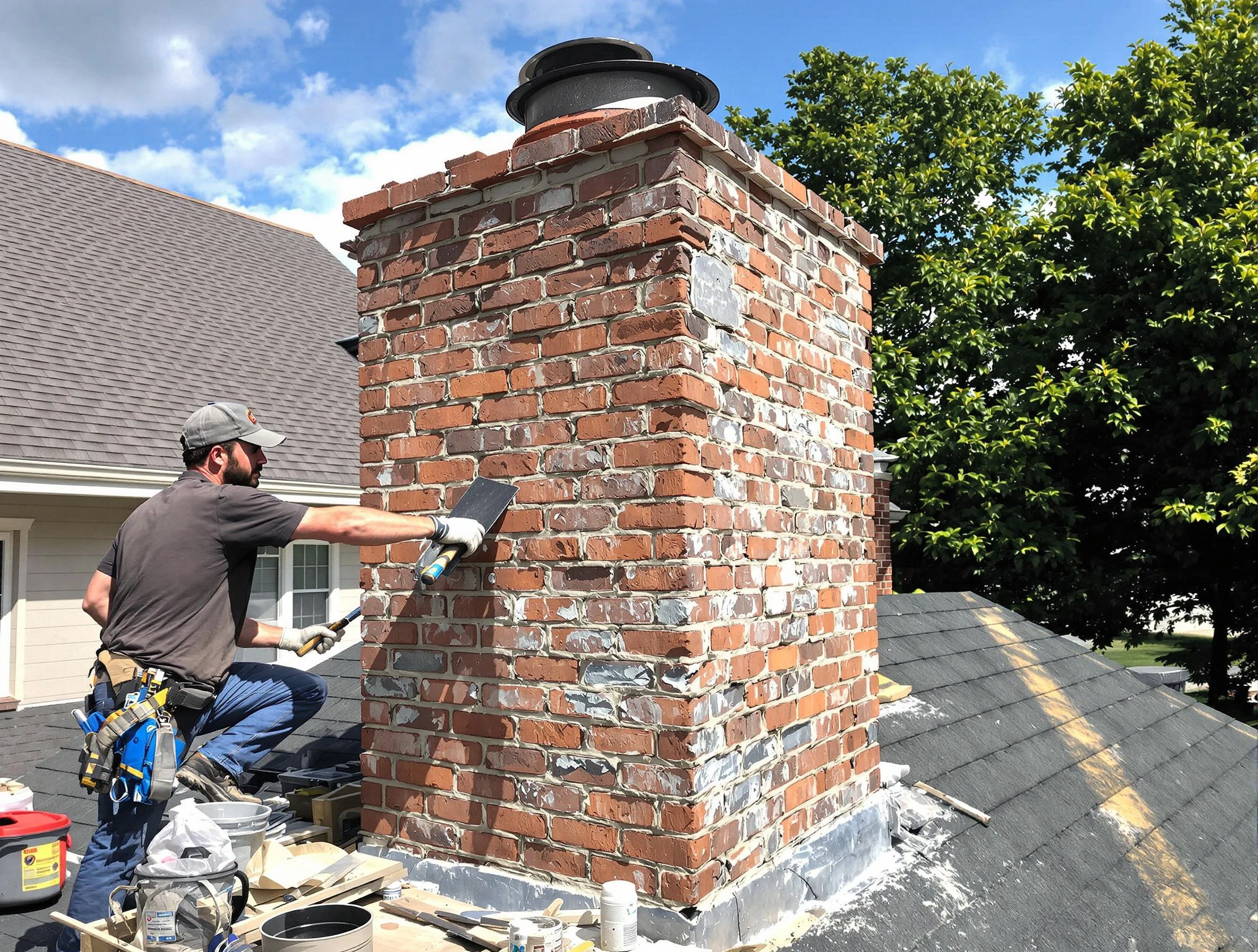 Completed chimney rebuild by Snellville Chimney Sweep in Snellville, GA
