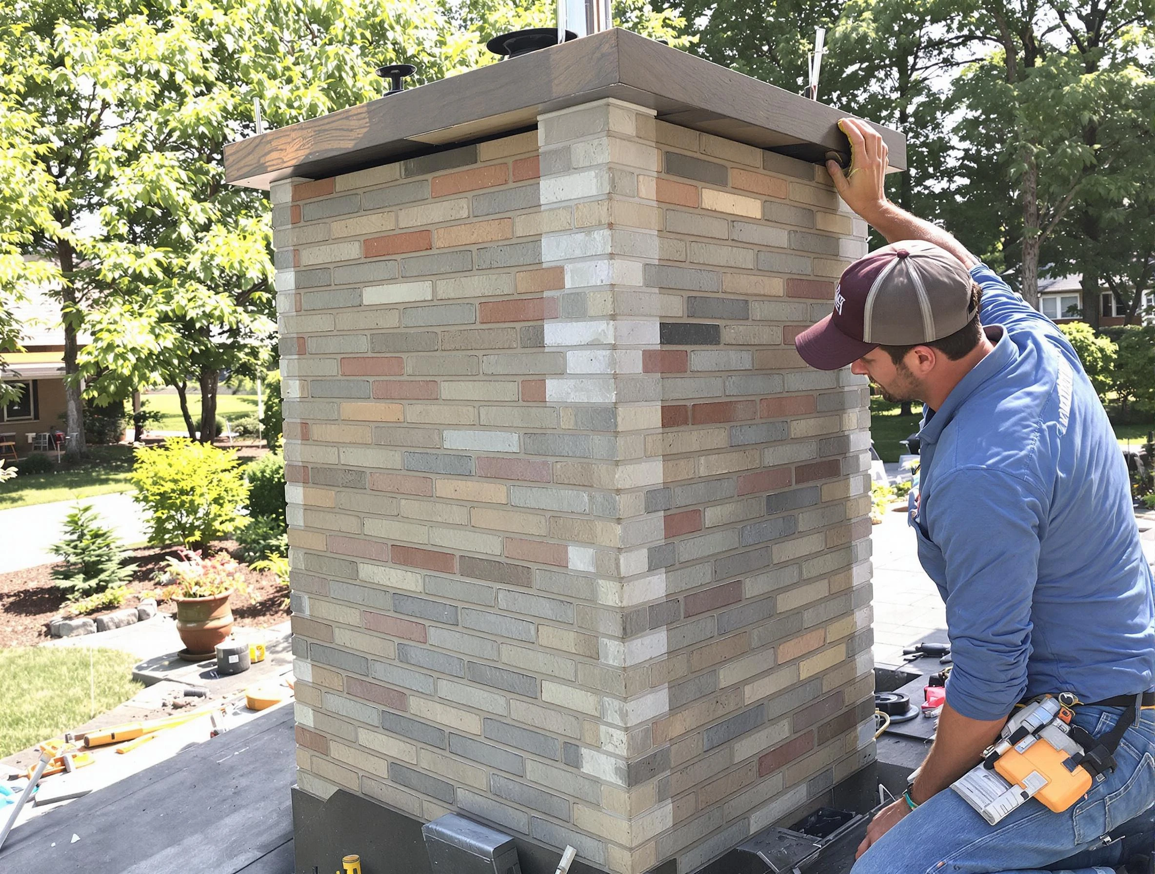 Snellville Chimney Sweep completing a modern chimney remodel in Snellville, GA