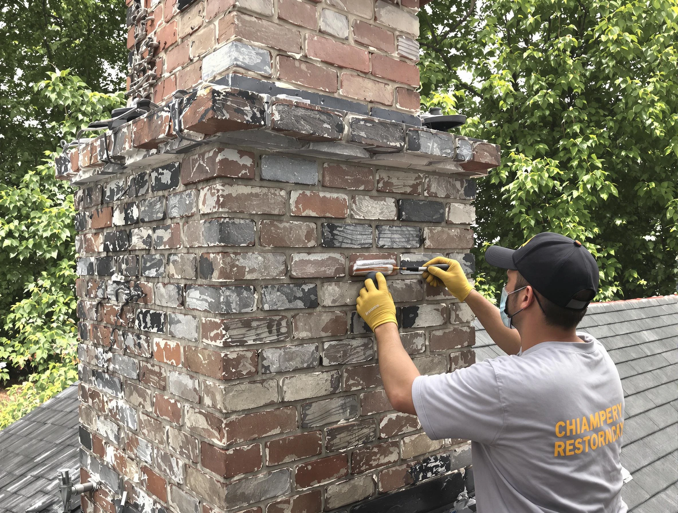 In-progress chimney restoration by Snellville Chimney Sweep in Snellville, GA