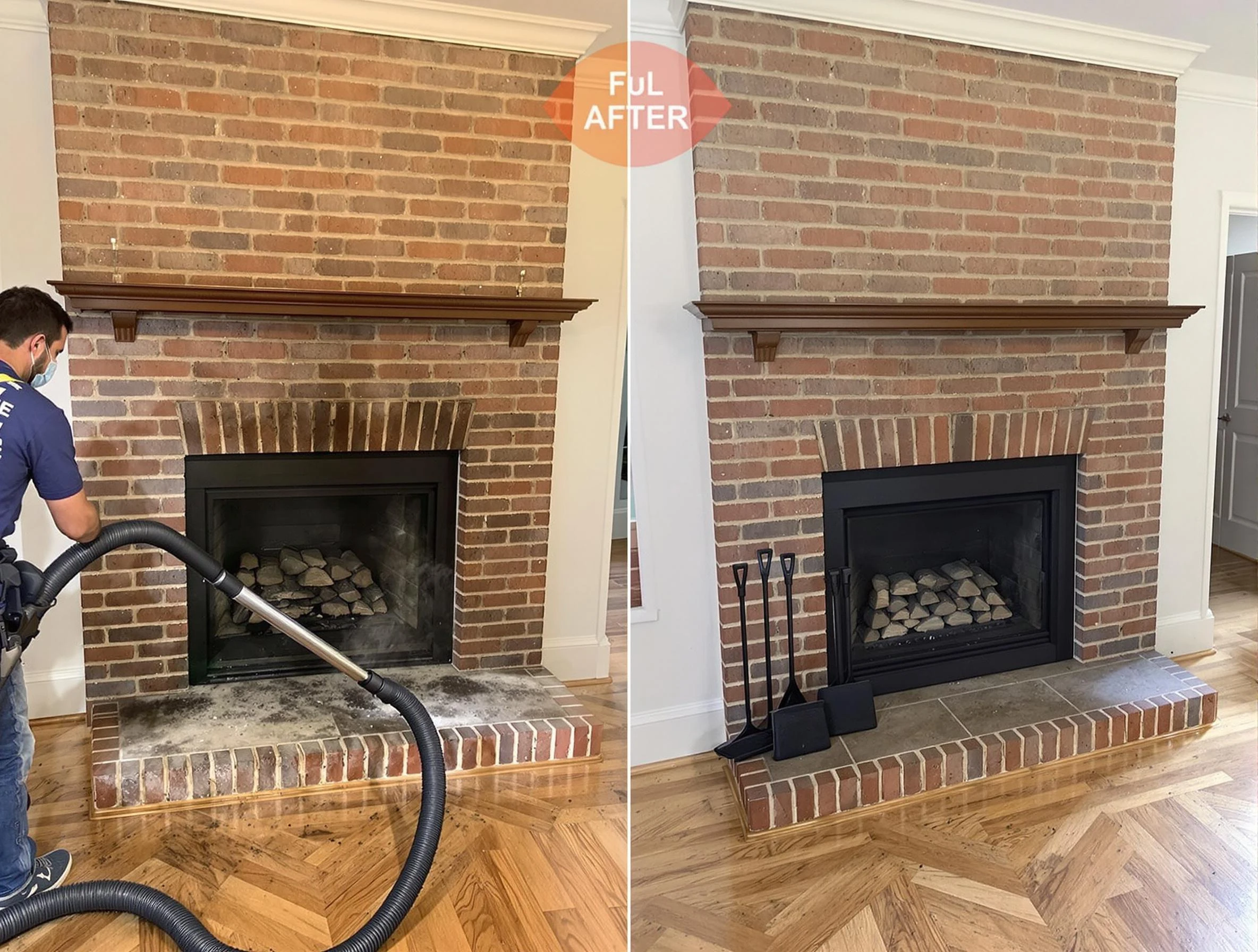 Snellville Chimney Sweep carefully sanitizing a fireplace in Snellville, GA