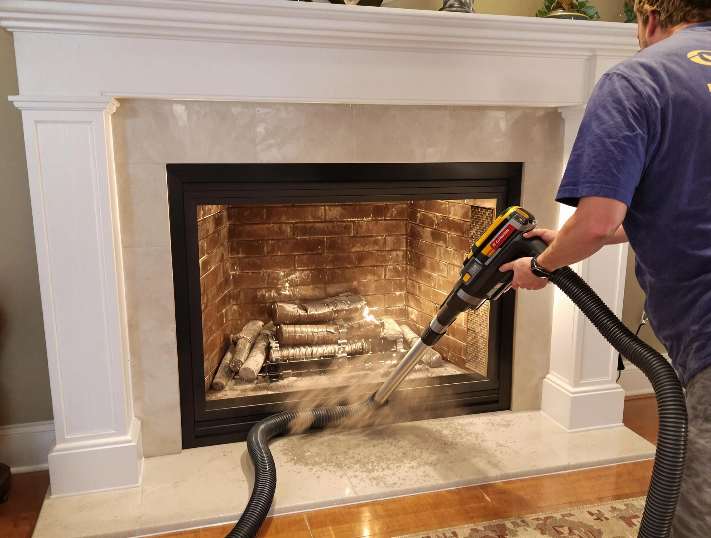 Fireplace cleaning performed by Snellville Chimney Sweep in Snellville, GA