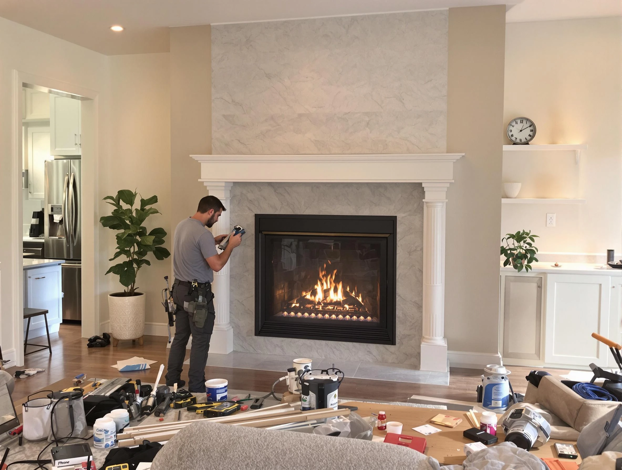 Newly installed fireplace by Snellville Chimney Sweep in Snellville, GA