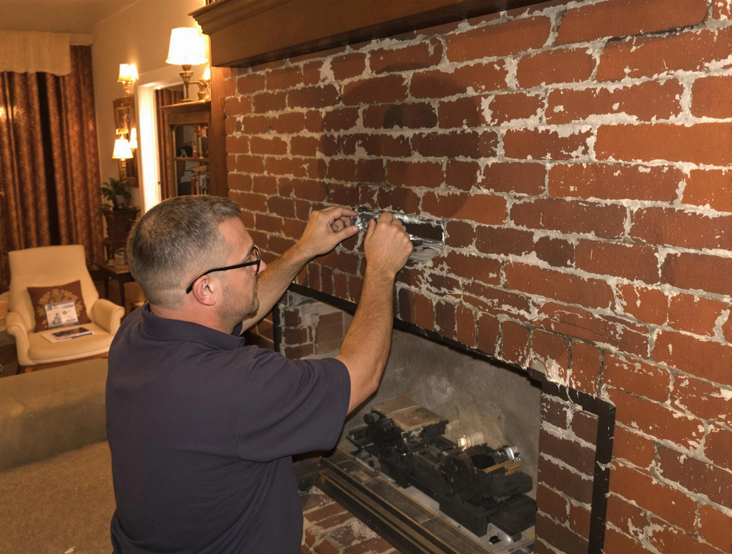 Snellville Chimney Sweep expert fixing a fireplace in Snellville, GA